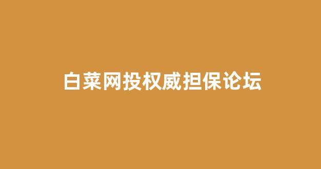 信用白菜额度担保网